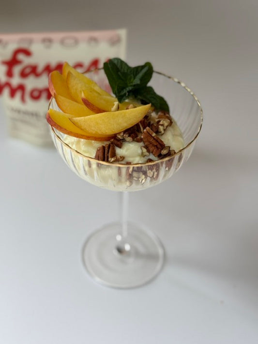 Peach Bourbon Buttermilk Pudding